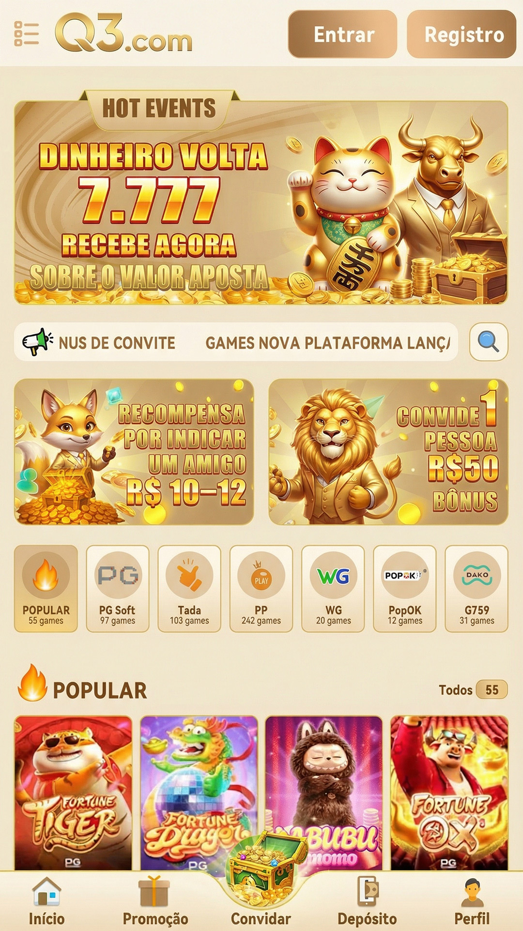 plataforma nova pagando bônus no cadastro 